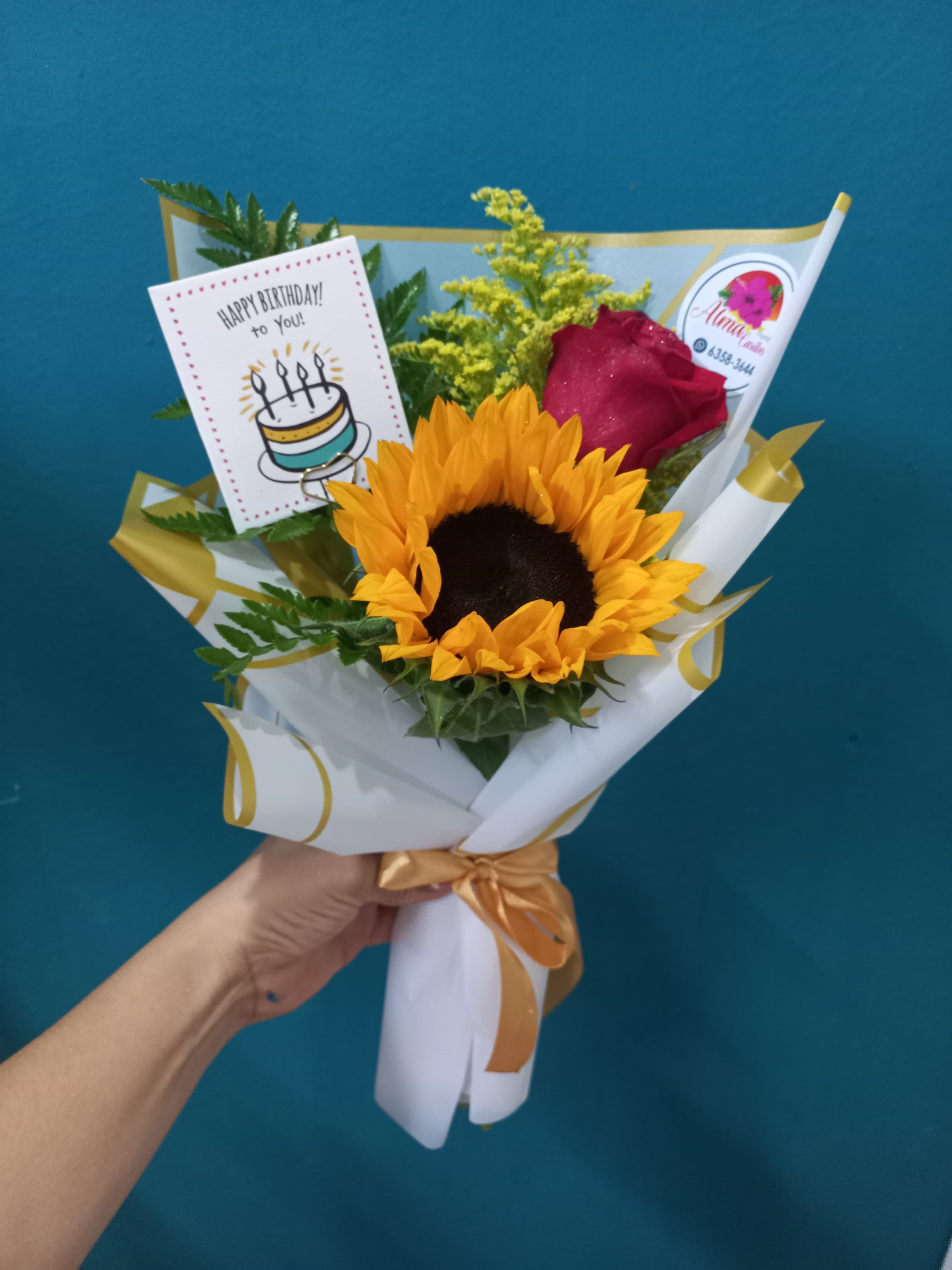 Rosa y girasol